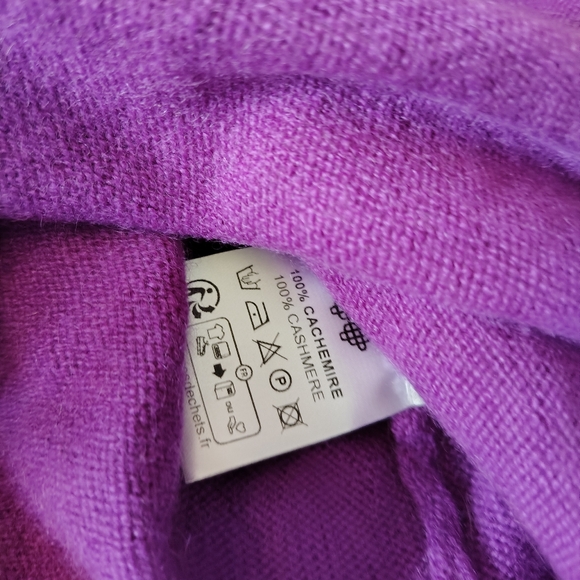 Nwt KUJTEN 100%Cashmere Sweater Minie  Oversized V-Neck One Size Purple - Picture 6 of 7